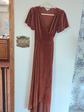 Baltic Born Rust Velvet Wrap Maxi Dress
